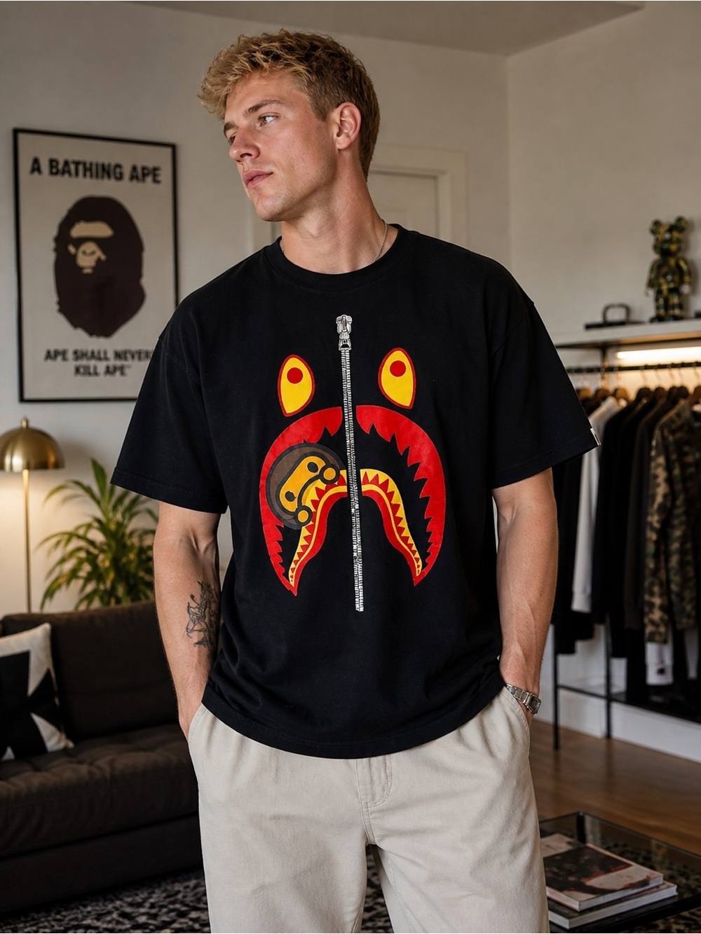 772 Bape Baby Milo Tee Size Large Color Black
